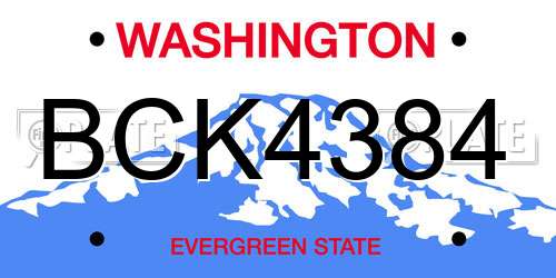 BCK4384 Washington License Plate