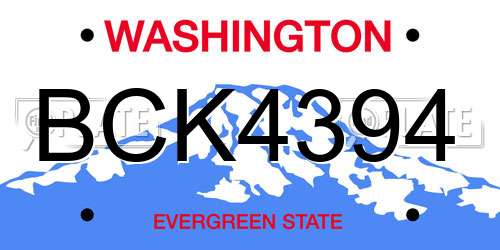BCK4394 Washington License Plate