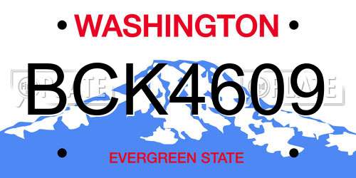 BCK4609 Washington License Plate