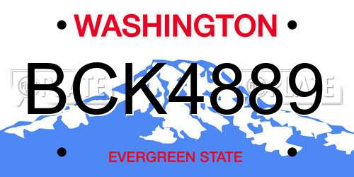 BCK4889 Washington License Plate