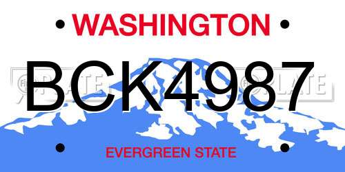 BCK4987 Washington License Plate