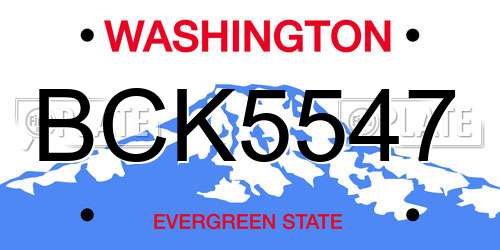 BCK5547 Washington License Plate