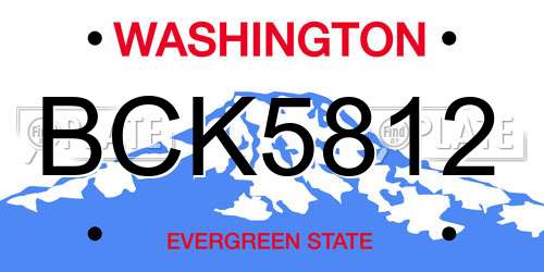 BCK5812 Washington License Plate