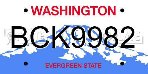 BCK9982 Washington License Plate