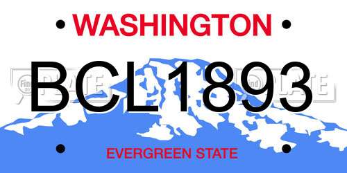 BCL1893 Washington License Plate