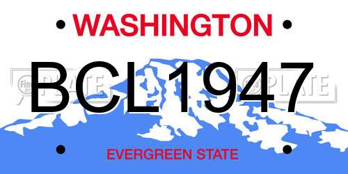 BCL1947 Washington License Plate