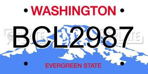 BCL2987 Washington License Plate