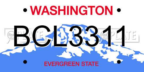 BCL3311 Washington License Plate