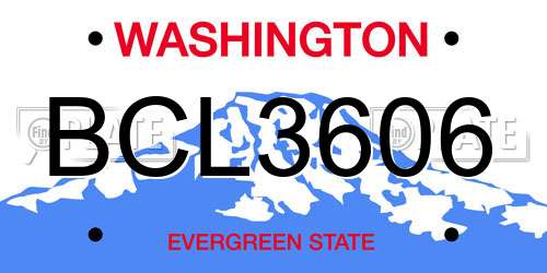 BCL3606 Washington License Plate