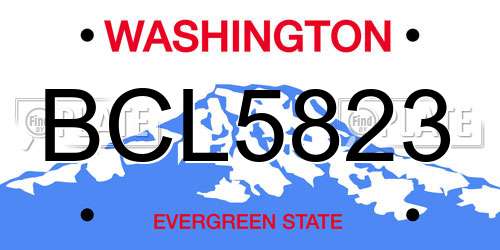BCL5823 Washington License Plate