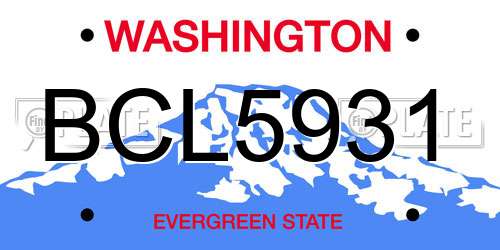 BCL5931 Washington License Plate