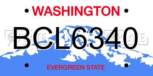 BCL6340 Washington License Plate