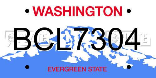 BCL7304 Washington License Plate