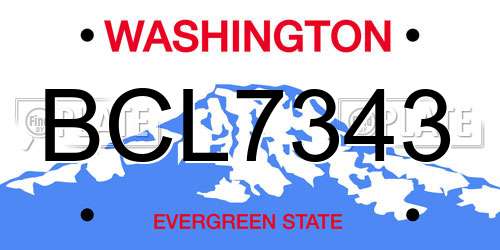 BCL7343 Washington License Plate
