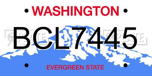 BCL7445 Washington License Plate