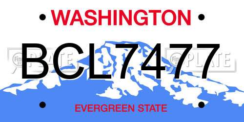 BCL7477 Washington License Plate