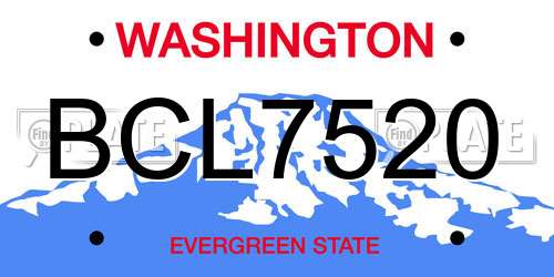 BCL7520 Washington License Plate