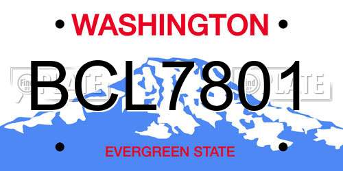 BCL7801 Washington License Plate
