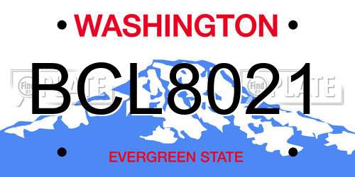 BCL8021 Washington License Plate