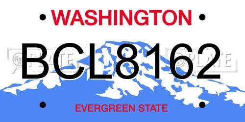 BCL8162 Washington License Plate