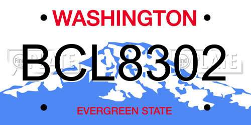 BCL8302 Washington License Plate