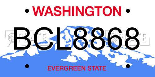 BCL8868 Washington License Plate