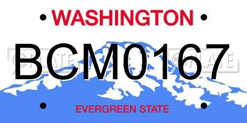BCM0167 Washington License Plate