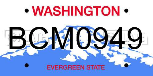 BCM0949 Washington License Plate