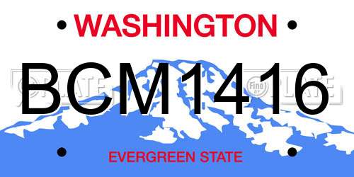 BCM1416 Washington License Plate