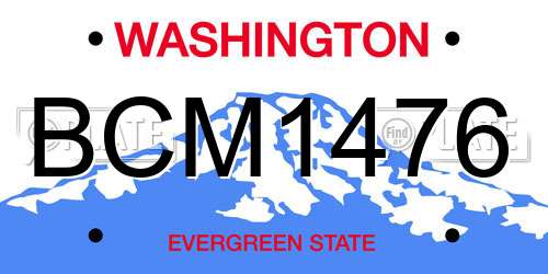 BCM1476 Washington License Plate