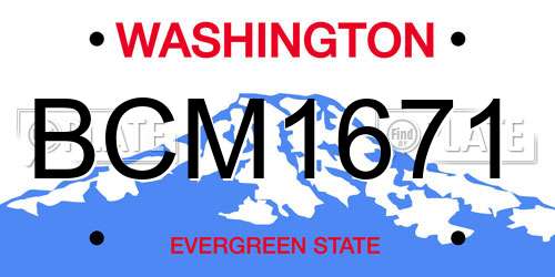 BCM1671 Washington License Plate