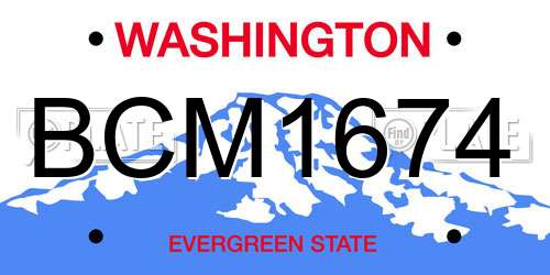 BCM1674 Washington License Plate