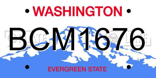 BCM1676 Washington License Plate