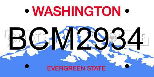 BCM2934 Washington License Plate