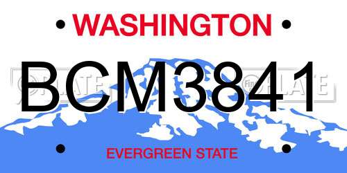 BCM3841 Washington License Plate