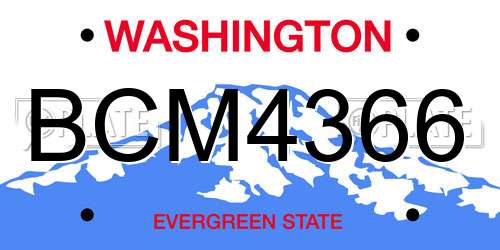BCM4366 Washington License Plate