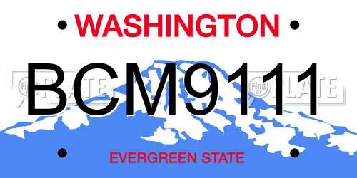 BCM9111 Washington License Plate