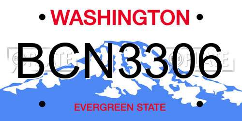 BCN3306 Washington License Plate