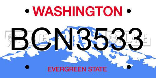 BCN3533 Washington License Plate