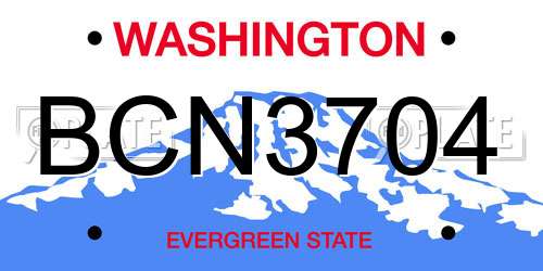 BCN3704 Washington License Plate