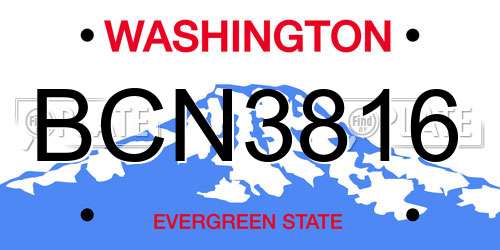 BCN3816 Washington License Plate