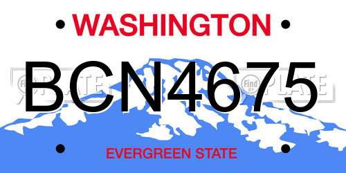 BCN4675 Washington License Plate
