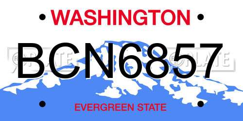 BCN6857 Washington License Plate