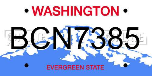 BCN7385 Washington License Plate