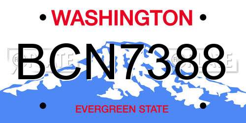 BCN7388 Washington License Plate