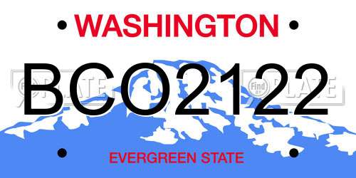 BCO2122 Washington License Plate