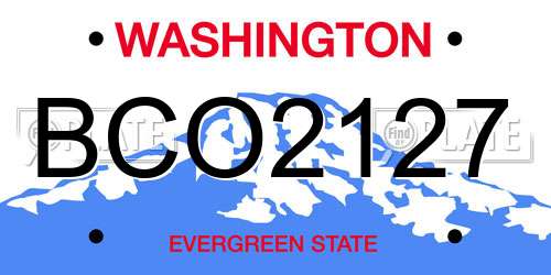 BCO2127 Washington License Plate