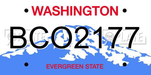 BCO2177 Washington License Plate