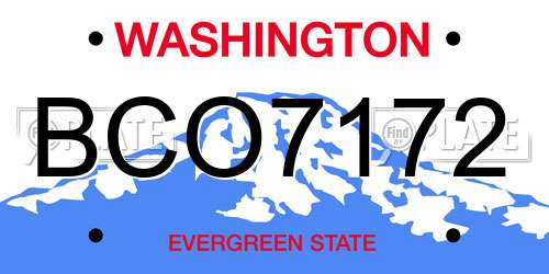 BCO7172 Washington License Plate