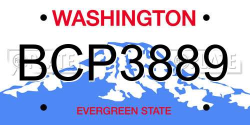 BCP3889 Washington License Plate